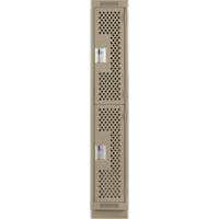 Clean Line Lockers, 2 -tier, 12" x 18" x 76", Steel, Beige, Rivet (Assembled), Perforated Absolute Business Supply