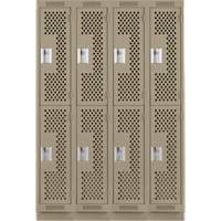 Clean Line Lockers, 2 -tier, Bank of 4, 48" x 18" x 76", Steel, Beige, Rivet (Assembled), Perforated Absolute Business Supply