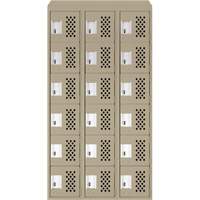 Assembled Lockerettes Clean Line Perforated Economy Lockers, 6 -tier, Bank of 3, 18" x 72" x 12", Steel Absolute Business Supply