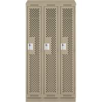 Clean Line Lockers, Bank of 3, 36" x 18" x 82", Steel, Beige, Rivet (Assembled), Perforated Absolute Business Supply