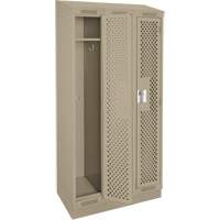 Clean Line Lockers, Bank of 3, 36" x 18" x 82", Steel, Beige, Rivet (Assembled), Perforated Absolute Business Supply