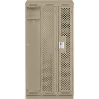 Clean Line Lockers, Bank of 3, 36" x 18" x 82", Steel, Beige, Rivet (Assembled), Perforated Absolute Business Supply