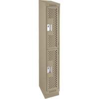Clean Line Lockers, 2 -tier, 12" x 15" x 82", Steel, Beige, Rivet (Assembled), Perforated Absolute Business Supply