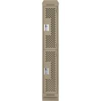 Clean Line Lockers, 2 -tier, 12" x 15" x 82", Steel, Beige, Rivet (Assembled), Perforated Absolute Business Supply
