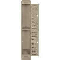 Clean Line Lockers, 2 -tier, 12" x 15" x 82", Steel, Beige, Rivet (Assembled), Perforated Absolute Business Supply