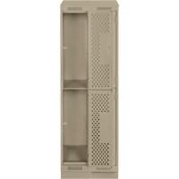 Clean Line Lockers, 2 -tier, Bank of 2, 24" x 15" x 82", Steel, Beige, Rivet (Assembled), Perforated Absolute Business Supply