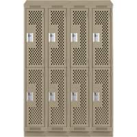 Clean Line Lockers, 2 -tier, Bank of 4, 48" x 15" x 82", Steel, Beige, Rivet (Assembled), Perforated Absolute Business Supply