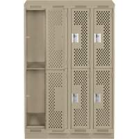 Clean Line Lockers, 2 -tier, Bank of 4, 48" x 15" x 82", Steel, Beige, Rivet (Assembled), Perforated Absolute Business Supply