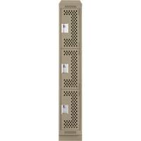 Clean Line Lockers, 3 -tier, 12" x 15" x 82", Steel, Beige, Rivet (Assembled), Perforated Absolute Business Supply