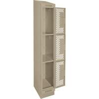 Clean Line Lockers, 3 -tier, 12" x 15" x 82", Steel, Beige, Rivet (Assembled), Perforated Absolute Business Supply