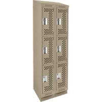 Casiers Clean Line, 3 niveaux, Bloc de 2, 24" x 18" x 82", Acier, Beige, Rivet (assembl&eacute;), Perfor&eacute; Absolute Business Supply