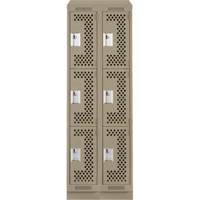 Casiers Clean Line, 3 niveaux, Bloc de 2, 24" x 18" x 82", Acier, Beige, Rivet (assembl&eacute;), Perfor&eacute; Absolute Business Supply