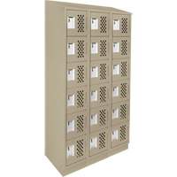 Clean-Line Perforated Lockerette, 6 -tier, Bank of 3, 15" x 72" x 12", Steel Absolute Business Supply