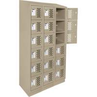 Clean-Line Perforated Lockerette, 6 -tier, Bank of 3, 15" x 72" x 12", Steel Absolute Business Supply