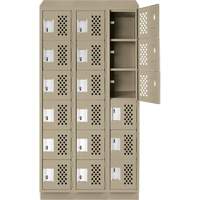 Clean-Line Perforated Lockerette, 6 -tier, Bank of 3, 15" x 72" x 12", Steel Absolute Business Supply