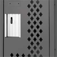 Clean Line Lockers, 3 -tier, 12" x 18" x 82", Steel, Charcoal, Rivet (Assembled), Perforated Absolute Business Supply