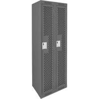 Clean Line Lockers, Bank of 2, 24" x 15" x 72", Steel, Charcoal, Rivet (Assembled), Perforated Absolute Business Supply