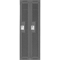 Clean Line Lockers, Bank of 2, 24" x 15" x 72", Steel, Charcoal, Rivet (Assembled), Perforated Absolute Business Supply