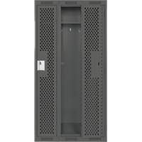 Clean Line Lockers, Bank of 3, 36" x 15" x 72", Steel, Charcoal, Rivet (Assembled), Perforated Absolute Business Supply