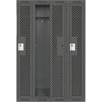 Clean Line Lockers, Bank of 4, 48" x 15" x 72", Steel, Charcoal, Rivet (Assembled), Perforated Absolute Business Supply
