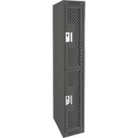 Clean Line Lockers, 2 -tier, 12" x 15" x 72", Steel, Charcoal, Rivet (Assembled), Perforated Absolute Business Supply