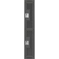Clean Line Lockers, 2 -tier, 12" x 15" x 72", Steel, Charcoal, Rivet (Assembled), Perforated Absolute Business Supply