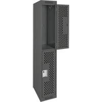 Clean Line Lockers, 2 -tier, 12" x 15" x 72", Steel, Charcoal, Rivet (Assembled), Perforated Absolute Business Supply