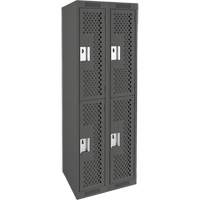 Clean Line Lockers, 2 -tier, Bank of 2, 24" x 15" x 72", Steel, Charcoal, Rivet (Assembled), Perforated Absolute Business Supply