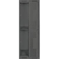 Clean Line Lockers, 2 -tier, Bank of 2, 24" x 15" x 72", Steel, Charcoal, Rivet (Assembled), Perforated Absolute Business Supply