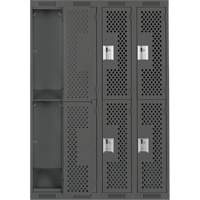 Clean Line Lockers, 2 -tier, Bank of 4, 48" x 15" x 72", Steel, Charcoal, Rivet (Assembled), Perforated Absolute Business Supply