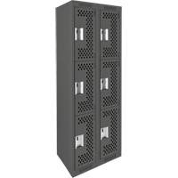 Casiers Clean Line, 3 niveaux, Bloc de 2, 24" x 12" x 72", Acier, Charbon, Rivet (assembl&eacute;), Perfor&eacute; Absolute Business Supply