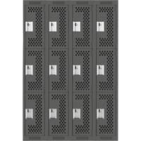 Casiers Clean Line, 3 niveaux, Bloc de 4, 48" x 12" x 72", Acier, Charbon, Rivet (assembl&eacute;), Perfor&eacute; Absolute Business Supply