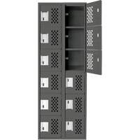 Assembled Lockerettes Clean Line Perforated Economy Lockers, 6 -tier, Bank of 2, 18" x 72" x 12", Steel Absolute Business Supply