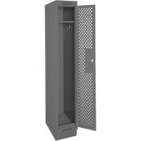 Clean Line Lockers, 12" x 12" x 76", Steel, Charcoal, Rivet (Assembled), Perforated Absolute Business Supply