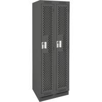 Clean Line Lockers, Bank of 2, 24" x 12" x 76", Steel, Charcoal, Rivet (Assembled), Perforated Absolute Business Supply