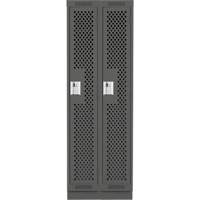 Clean Line Lockers, Bank of 2, 24" x 12" x 76", Steel, Charcoal, Rivet (Assembled), Perforated Absolute Business Supply