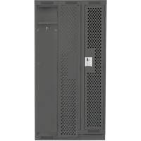 Clean Line Lockers, Bank of 3, 36" x 12" x 76", Steel, Charcoal, Rivet (Assembled), Perforated Absolute Business Supply