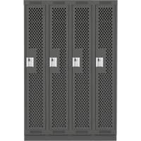 Clean Line Lockers, Bank of 4, 48" x 12" x 76", Steel, Charcoal, Rivet (Assembled), Perforated Absolute Business Supply