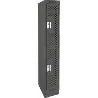 Clean Line Lockers, 2 -tier, 12" x 18" x 76", Steel, Charcoal, Rivet (Assembled), Perforated Absolute Business Supply