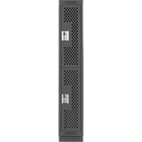 Clean Line Lockers, 2 -tier, 12" x 18" x 76", Steel, Charcoal, Rivet (Assembled), Perforated Absolute Business Supply