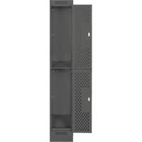 Clean Line Lockers, 2 -tier, 12" x 18" x 76", Steel, Charcoal, Rivet (Assembled), Perforated Absolute Business Supply
