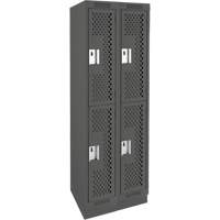 Clean Line Lockers, 2 -tier, Bank of 2, 24" x 18" x 76", Steel, Charcoal, Rivet (Assembled), Perforated Absolute Business Supply