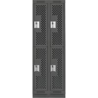 Clean Line Lockers, 2 -tier, Bank of 2, 24" x 18" x 76", Steel, Charcoal, Rivet (Assembled), Perforated Absolute Business Supply