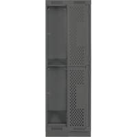Clean Line Lockers, 2 -tier, Bank of 2, 24" x 18" x 76", Steel, Charcoal, Rivet (Assembled), Perforated Absolute Business Supply