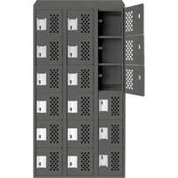 Assembled Lockerettes Clean Line Perforated Economy Lockers, 6 -tier, Bank of 3, 18" x 72" x 12", Steel Absolute Business Supply