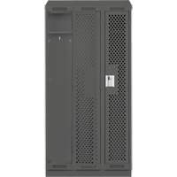 Clean Line Lockers, Bank of 3, 36" x 18" x 82", Steel, Charcoal, Rivet (Assembled), Perforated Absolute Business Supply