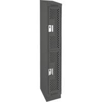 Clean Line Lockers, 2 -tier, 12" x 18" x 82", Steel, Charcoal, Rivet (Assembled), Perforated Absolute Business Supply