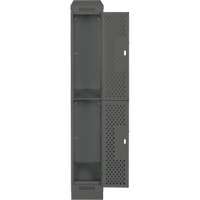 Clean Line Lockers, 2 -tier, 12" x 18" x 82", Steel, Charcoal, Rivet (Assembled), Perforated Absolute Business Supply
