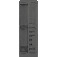 Clean Line Lockers, 2 -tier, Bank of 2, 24" x 15" x 82", Steel, Charcoal, Rivet (Assembled), Perforated Absolute Business Supply