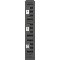 Clean Line Lockers, 3 -tier, 12" x 18" x 82", Steel, Charcoal, Rivet (Assembled), Perforated Absolute Business Supply